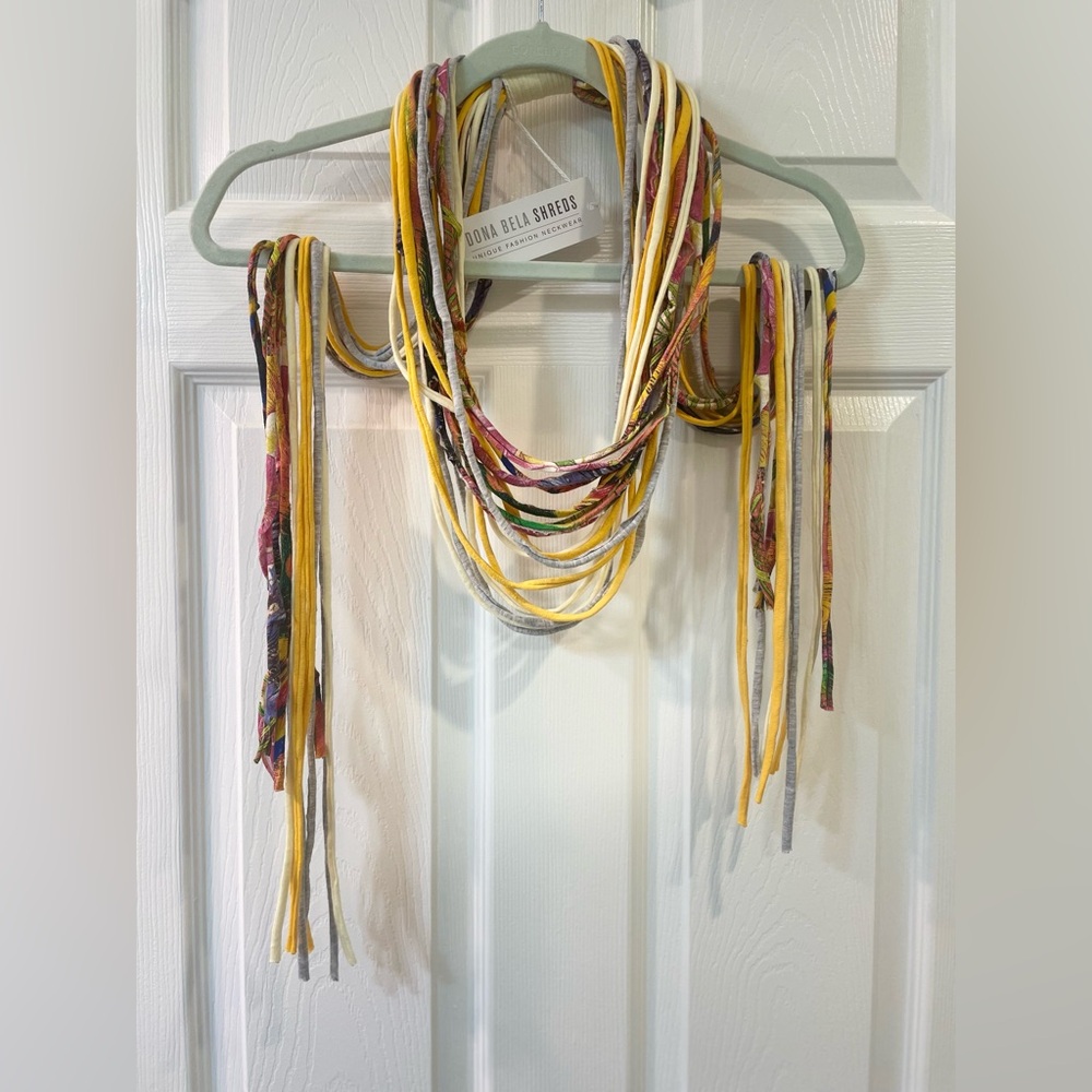 DONA BELA SHREDS NWT Multi-Strand Upcycled Fabric Necklace/Fiona Shred